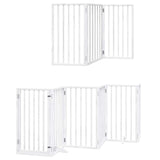 Dog Gate with Door Foldable 12 Panels White 600 cm Poplar Wood 3155539