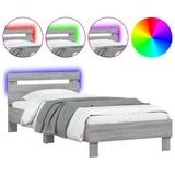 Bed Frame without Mattress with LED Lights Grey Sonoma 75x190 cm Small Single 838755