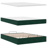 Ottoman Bed with Mattresses Dark Green 140x190cm Velvet 3313400