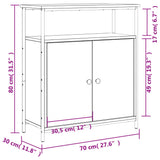 Sideboard Grey Sonoma 70x30x80 cm Engineered Wood 835532