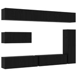 TV Cabinet Set Wall-mounted 7 pcs Black Oak Engineered Wood 3332588