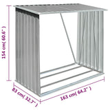 Garden Log Storage Shed Galvanised Steel 163x83x154 cm Grey 44959