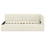 Corner Bed Frame with Headboard Cream 100 x 200 cm Velvet 42016283