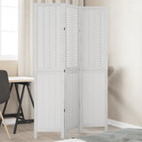 Room Divider 3 Panels White Solid Wood Paulownia 358718