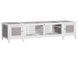 Rabbit Hutch and Run, with Removable Tray - Grey T3398P350076