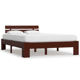 Bed Frame without Mattress Dark Brown Solid Pine Wood 140x200 cm 283175