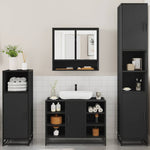 ZNTS 4 Piece Bathroom Furniture Set Black Engineered Wood 3301240