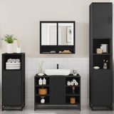 ZNTS 4 Piece Bathroom Furniture Set Black Engineered Wood 3301240