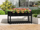Planter with Shelf Black 111.5x54x81 cm Solid Wood Pine 823791