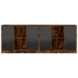 Bookcase with Doors Smoked Oak 204x37x75 cm Engineered Wood 3206535