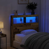 Headboard Cabinet with LED Old Wood 100x17x102 cm 863125