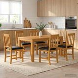 Dining Set 7 pcs Black Solid Oak Wood 3430367