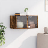 Wall Cabinet with Glass Doors Smoked Oak 68.5x37x35 cm 836505