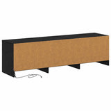 TV Cabinet with LED Black Oak 140 x 34 x 40 cm Engineered Wood 3418709