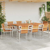 Garden Dining Set 9 pcs Solid Acacia Wood and Stainless Steel 3334812
