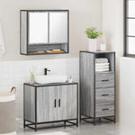 ZNTS 3 Piece Bathroom Furniture Set Grey Sonoma Engineered Wood 3301038