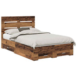 Bed Frame with Drawer Old Wood 120 x 190 cm Engineered Wood 3412002