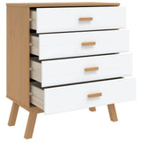 Drawer Cabinet OLDEN White and Brown Solid Wood Pine 358590