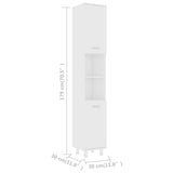 802624 Bathroom Cabinet White 30x30x179 cm Engineered Wood