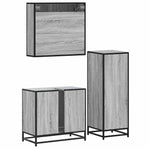 ZNTS 3 Piece Bathroom Furniture Set Grey Sonoma Engineered Wood 3301058