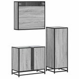 ZNTS 3 Piece Bathroom Furniture Set Grey Sonoma Engineered Wood 3301058