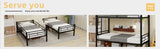 Black reinforced metal bunk bed with iron art on top and bottom, dormitory/children's room double W3987P434159
