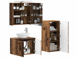 Bathroom Furniture Set 4 pcs Old Wood Engineered Wood and Glass 3407413