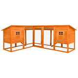 Outdoor Rabbit Hutch with Run Brown Solid Fir Wood 170872