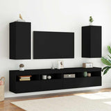 TV Wall Cabinet with LED Lights Black 30.5x35x70 cm 837234