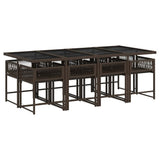 9 Piece Garden Dining Set with Cushions Brown Poly Rattan 3211461