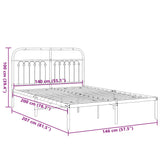 Metal Bed Frame without Mattress with Headboard White 140x200cm 376650