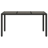Garden Table with Glass Top Black 150x90x75 cm Poly Rattan 365531