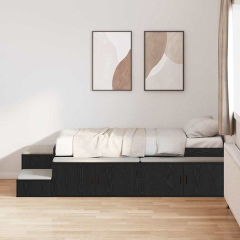 Storage Bed Frame Black oak 244 x 127 x 53.5 cm Engineered wood 3335574