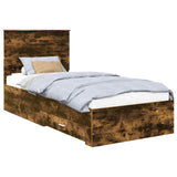 Bed Frame with Drawer Smoked Oak 100 x 200 cm Engineered Wood 3409689