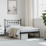 Metal Bed Frame without Mattress with Headboard Black 107x203cm 353533