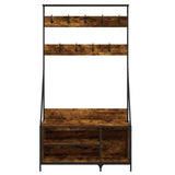 Clothes Rack with Shoe Storage Smoked Oak 100x41x184 cm 837869