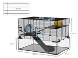 3 Tiers Hamster Cage, Gerbil Cage with Deep Glass Bottom, Non-Slip Ramps, Platforms, Hut, Exercise T3398P350087