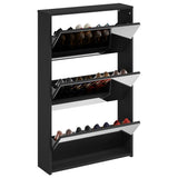Shoe Cabinet with Mirror 3-Layer Black 63x17x102.5 cm 342635