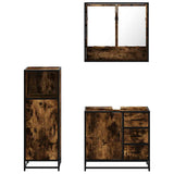 ZNTS 3 Piece Bathroom Furniture Set Smoked Oak Engineered Wood 3300987