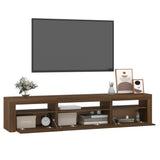 TV Cabinet with LED Lights Brown Oak 195x35x40 cm 3152745