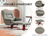Faux Microfibre Leather Manual Recliner and Footstool Set - Grey T3398P342457