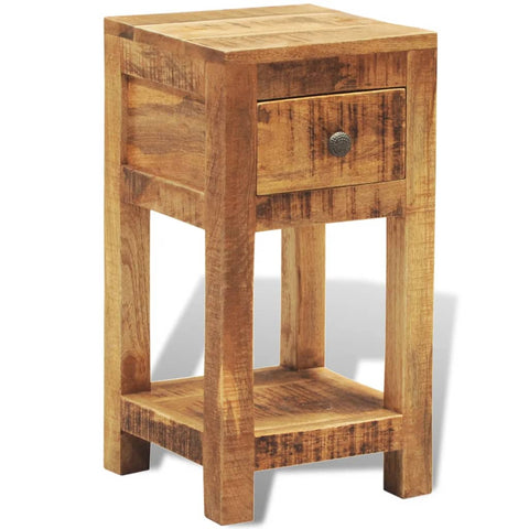 ZNTS Nightstand with 1 Drawer Solid Mango Wood 241090
