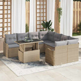 Garden Sofa Set with Cushion Manual 9 pcs Beige Poly Rattan 3357173