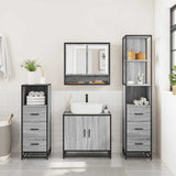 ZNTS 4 Piece Bathroom Furniture Set Grey Sonoma Engineered Wood 3301278