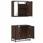 ZNTS 2 Piece Bathroom Furniture Set Brown Oak Engineered Wood 3300889