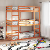 Triple Bunk Bed without Mattress Wax Brown 90x200 cm Solid Wood Pine 3284256