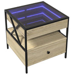 ZNTS Coffee Table with Infinity LED Sonoma Oak 50x50x51 cm 847713