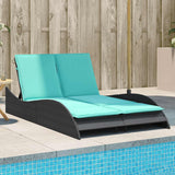 Sun Lounger with Cushions Black 114x205x73 cm Poly Rattan 368295