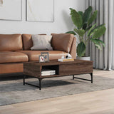 Coffee Table Brown Oak 100x50x35 cm Engineered Wood and Metal 845395