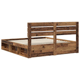 Bed Frame with Headboard Old Wood 200 x 200 cm Solid Pine Wood 3411381